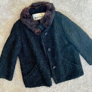 Vintage 1950s 1960s Winkelman’s - Women’s (S) Black Winter Formal Coat With Fur